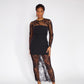 Black illusion lace evening dress