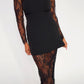 Black illusion lace evening dress