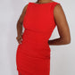 Red body con dress with sheer lace hem - Sold out